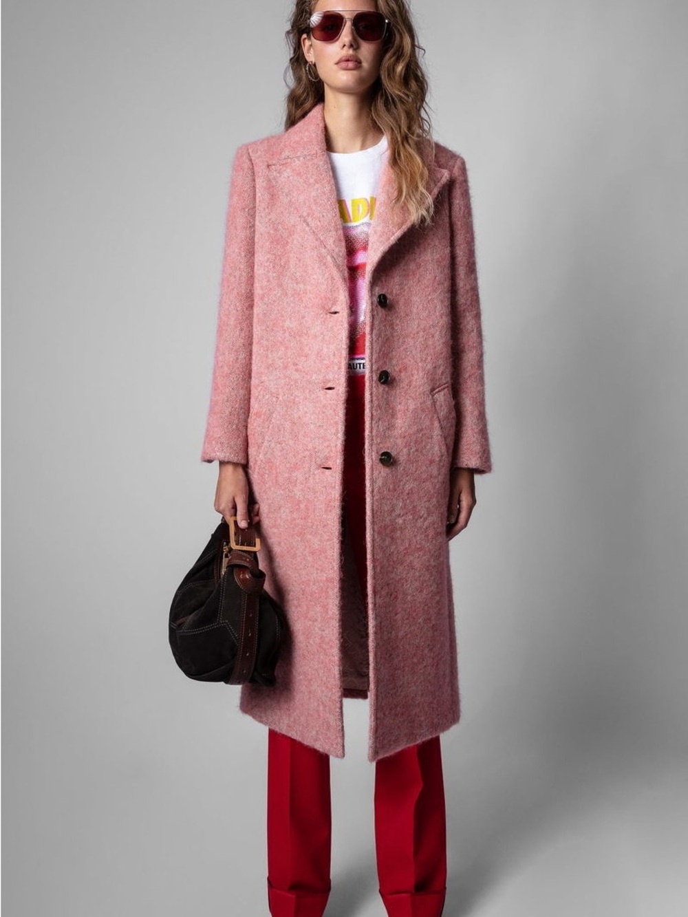 Zadig & Voltaire  Monaco Long Wool Alpaca Mohair Coat L no belt